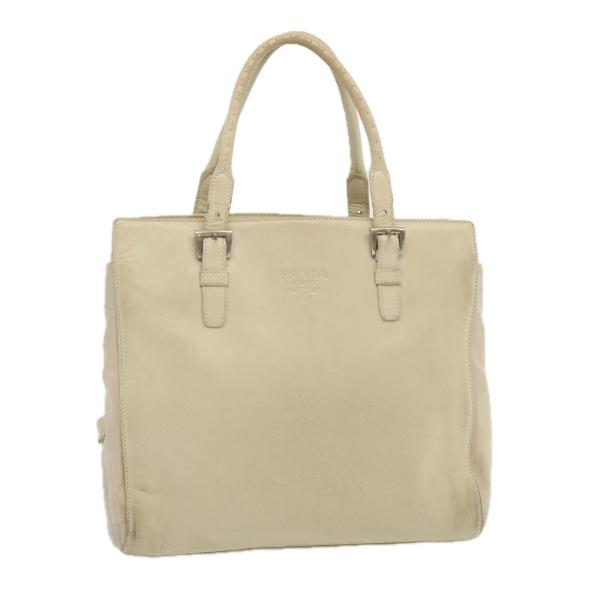 PRADA Hand Bag Leather Beige  bs12897