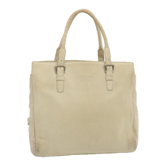 PRADA Hand Bag Leather Beige  bs12897
