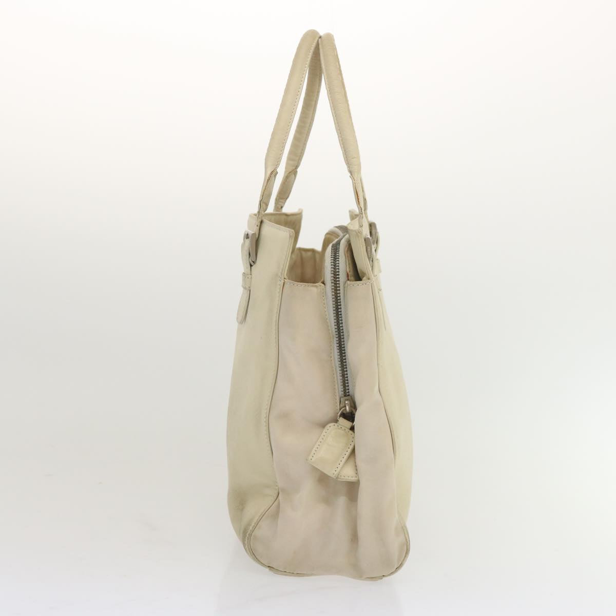 PRADA Hand Bag Leather Beige  bs12897