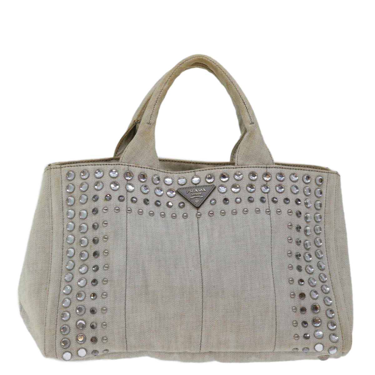 PRADA Bijoux Canapa MM Hand Bag Canvas Gray  bs12914