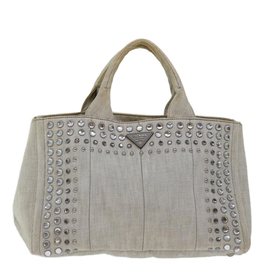 PRADA Bijoux Canapa MM Hand Bag Canvas Gray  bs12914