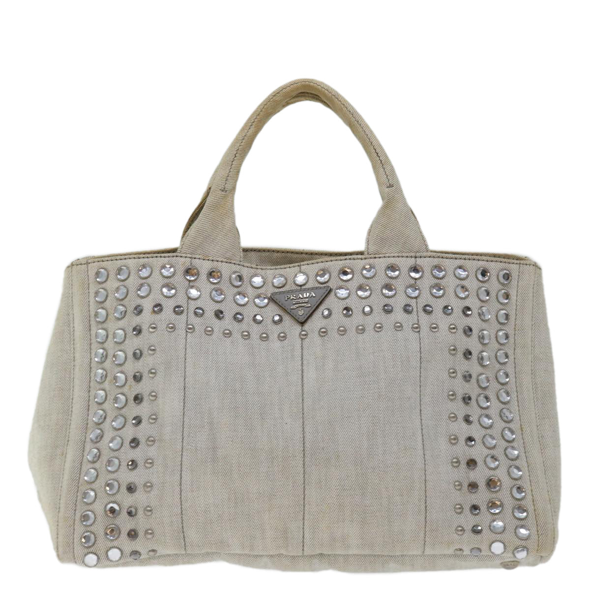 PRADA Bijoux Canapa MM Hand Bag Canvas Gray  bs12914