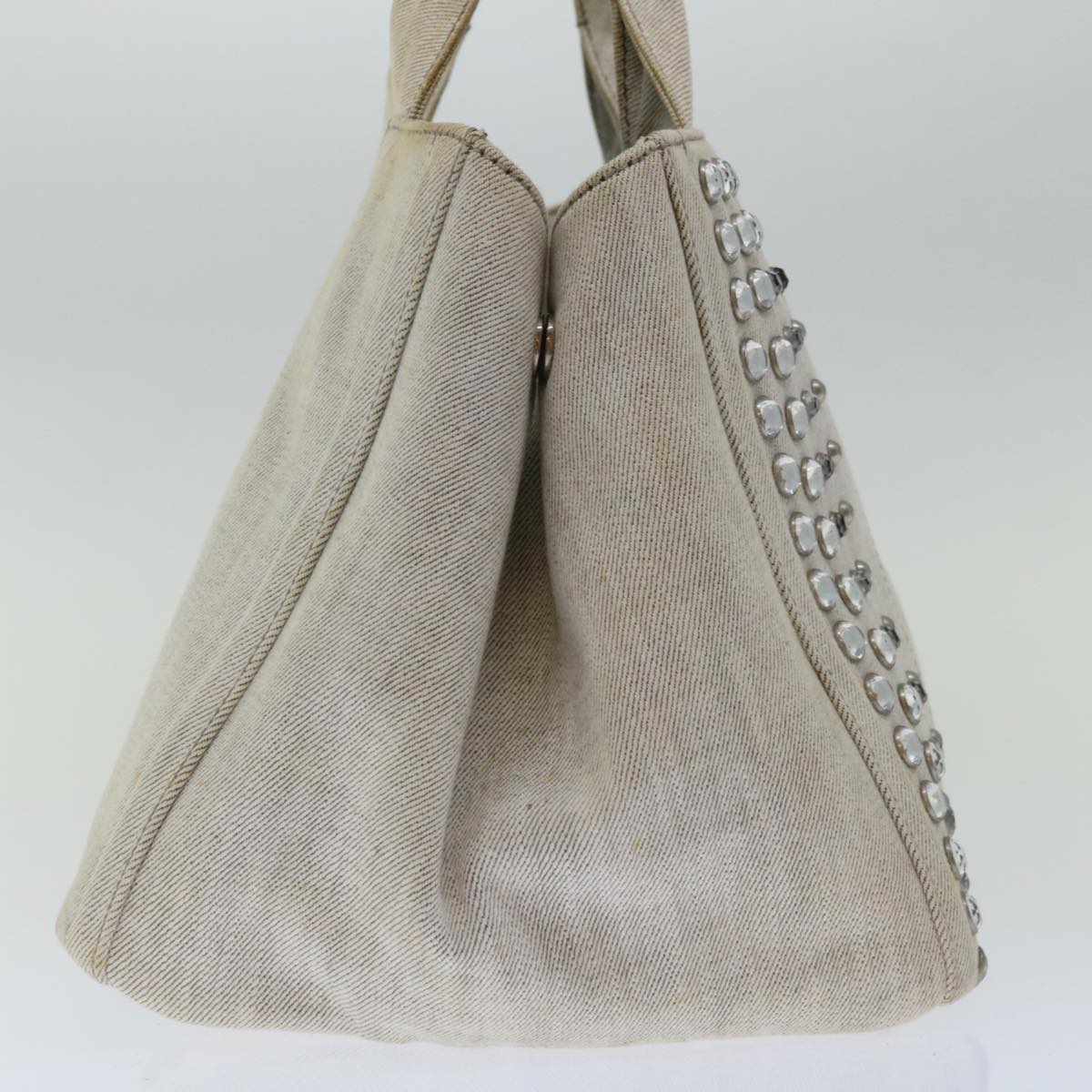 PRADA Bijoux Canapa MM Hand Bag Canvas Gray  bs12914