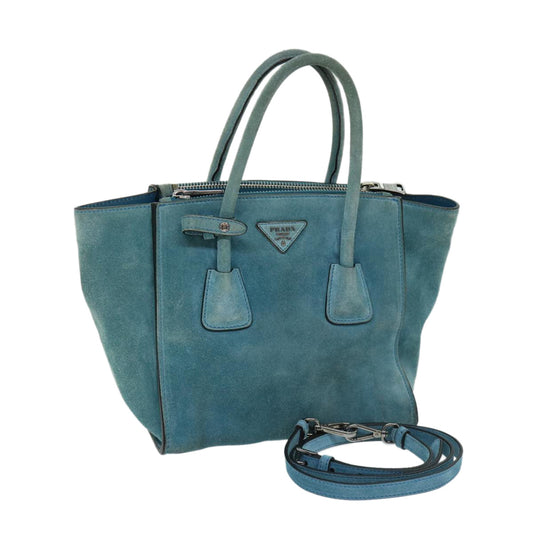 PRADA Hand Bag Suede 2way Blue  bs12928