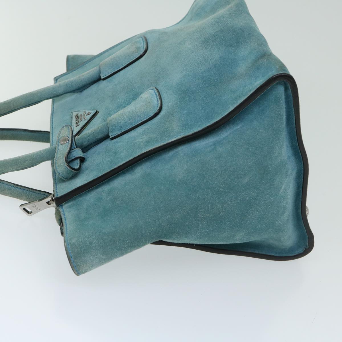 PRADA Hand Bag Suede 2way Blue  bs12928