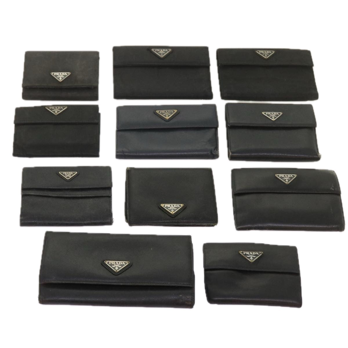 PRADA Wallet Leather nylon 11 pieces Black  bs12980