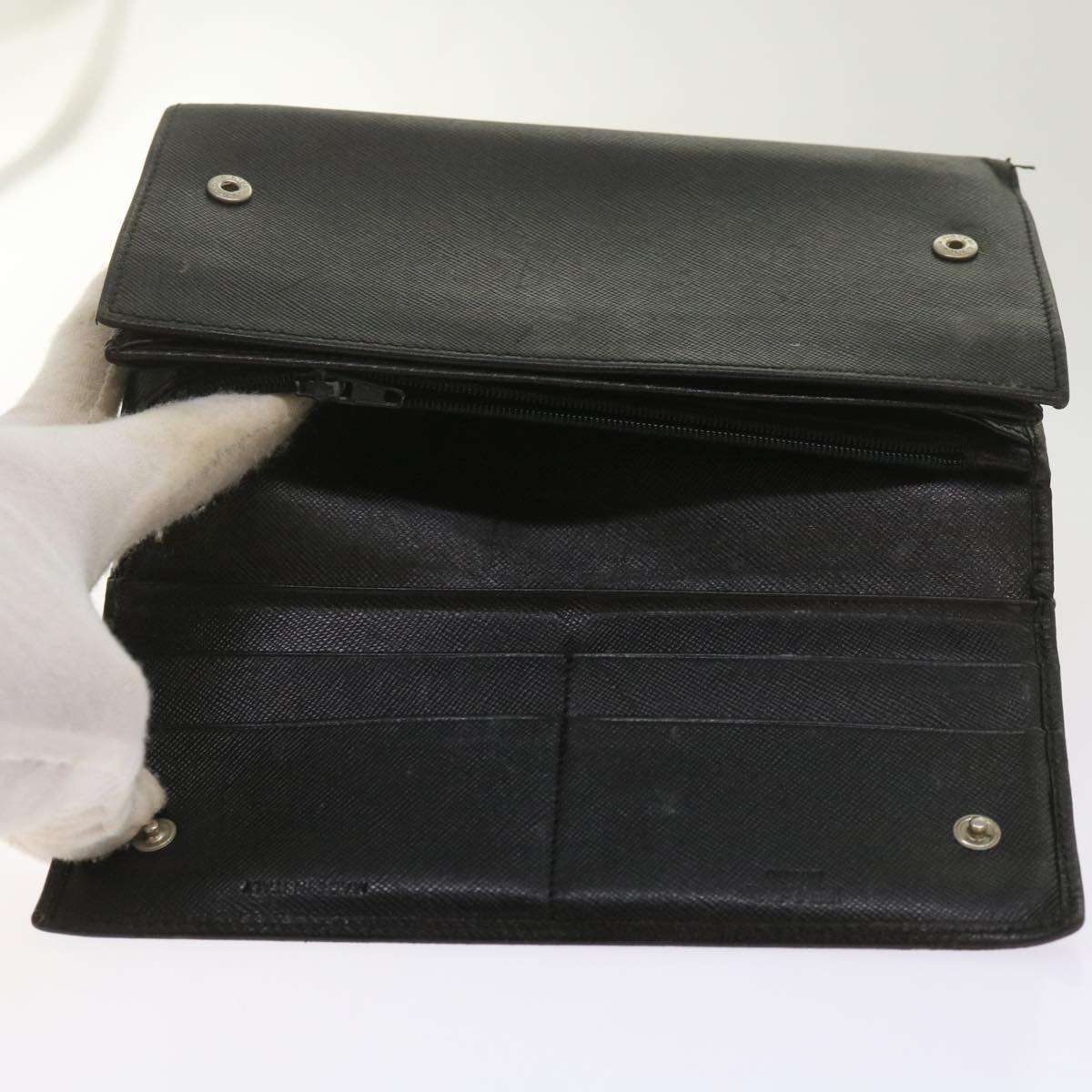 PRADA Wallet Leather nylon 11 pieces Black  bs12980