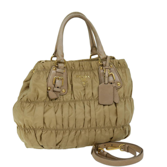 PRADA Hand Bag Nylon 2way Beige  bs13154