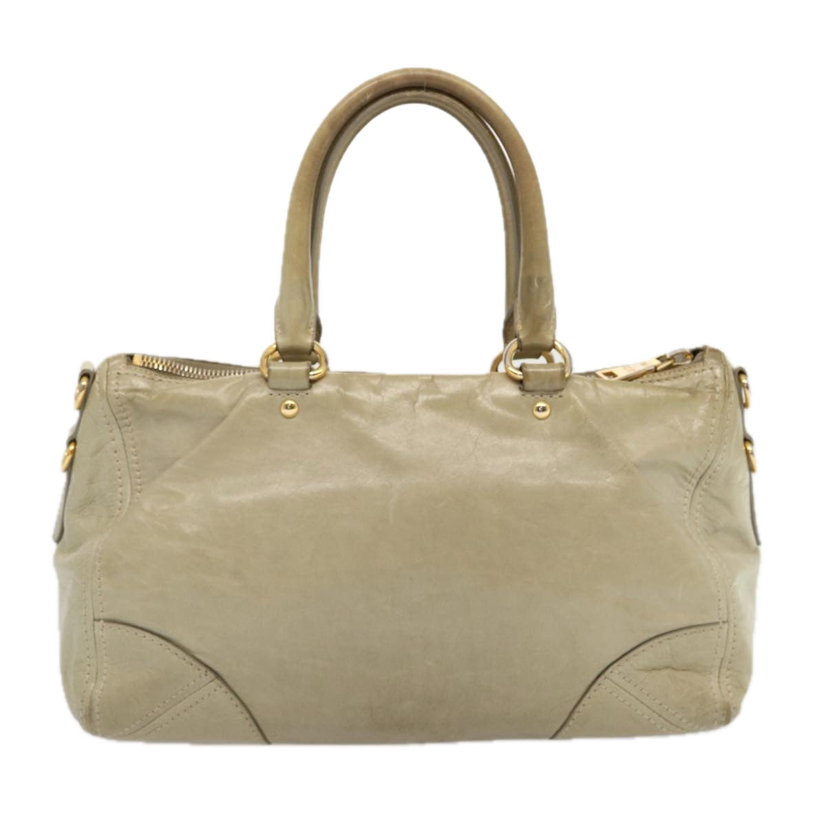 PRADA Hand Bag Leather Gray bs13155