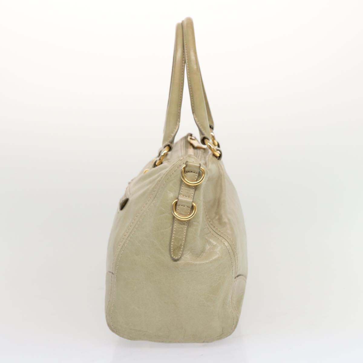 PRADA Hand Bag Leather Gray bs13155