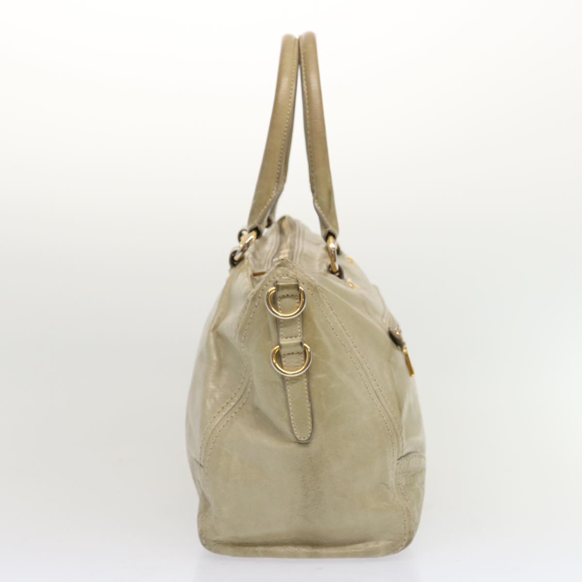 PRADA Hand Bag Leather Gray bs13155