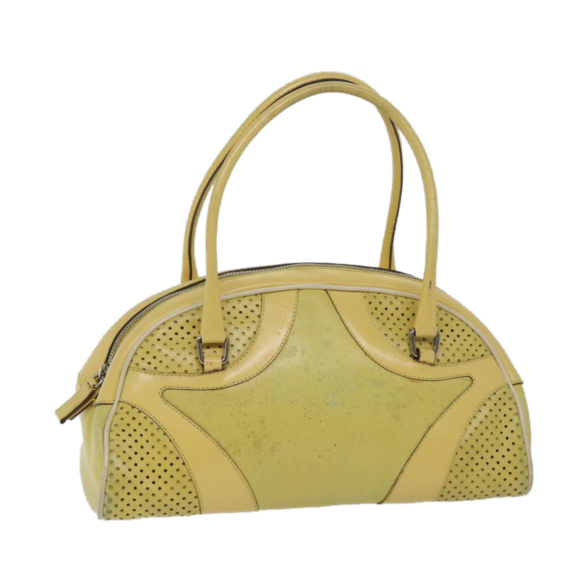 PRADA Hand Bag Leather Yellow bs13198