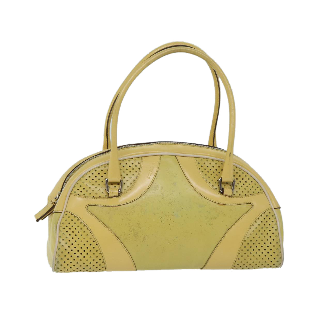 PRADA Hand Bag Leather Yellow bs13198
