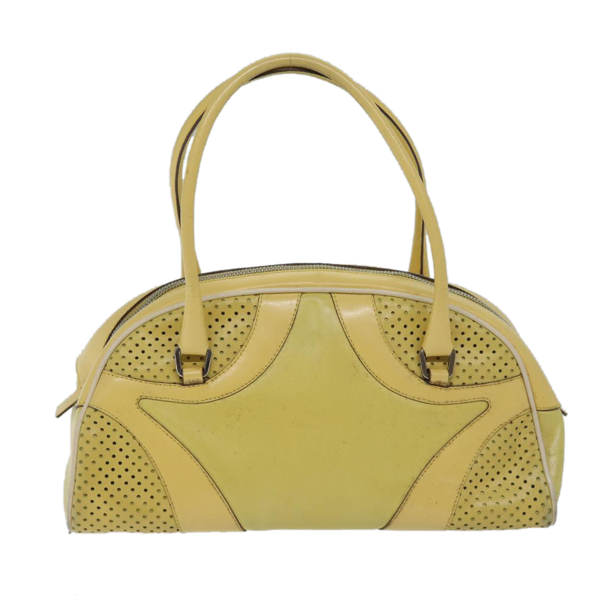 PRADA Hand Bag Leather Yellow bs13198