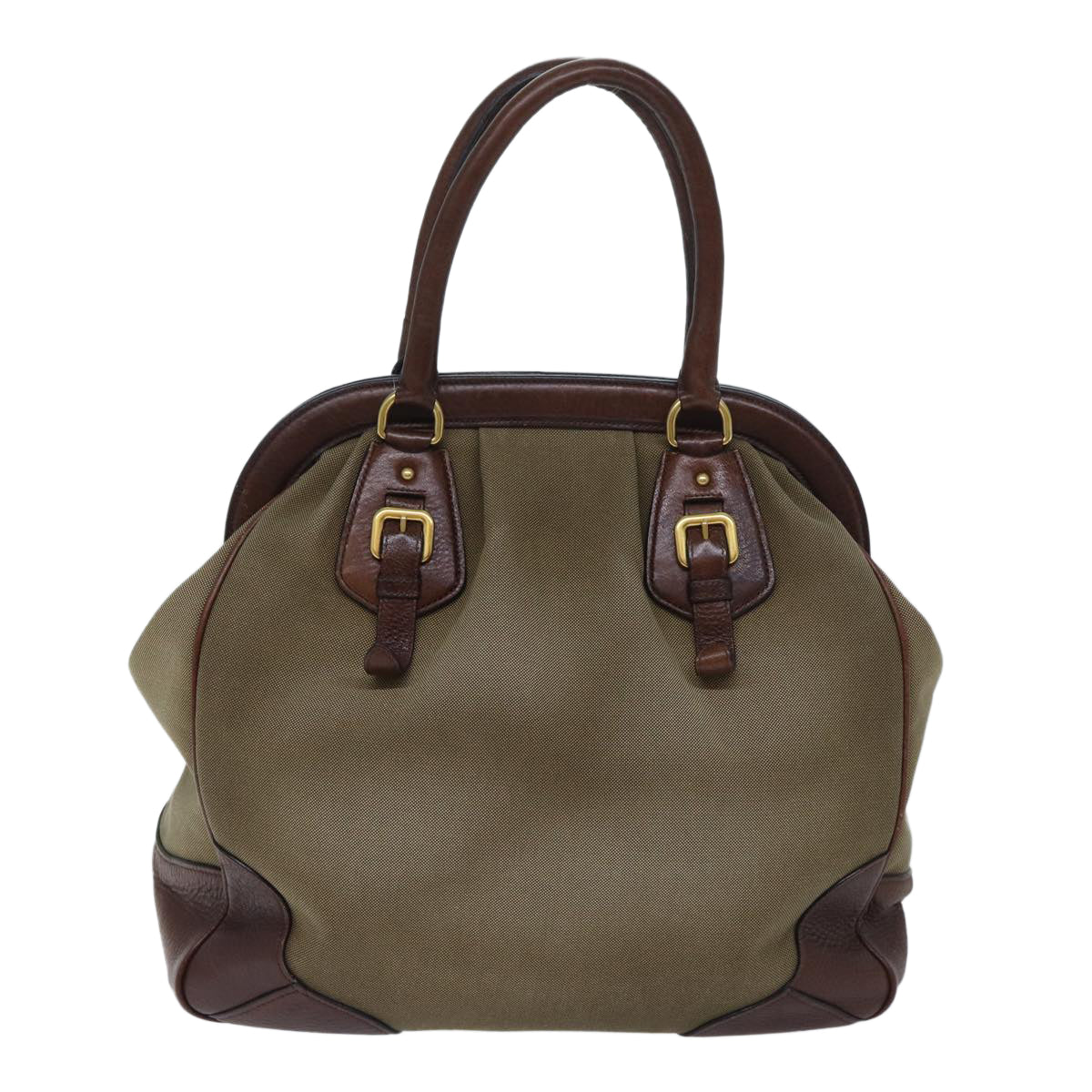 PRADA Hand Bag Canvas Beige bs13241