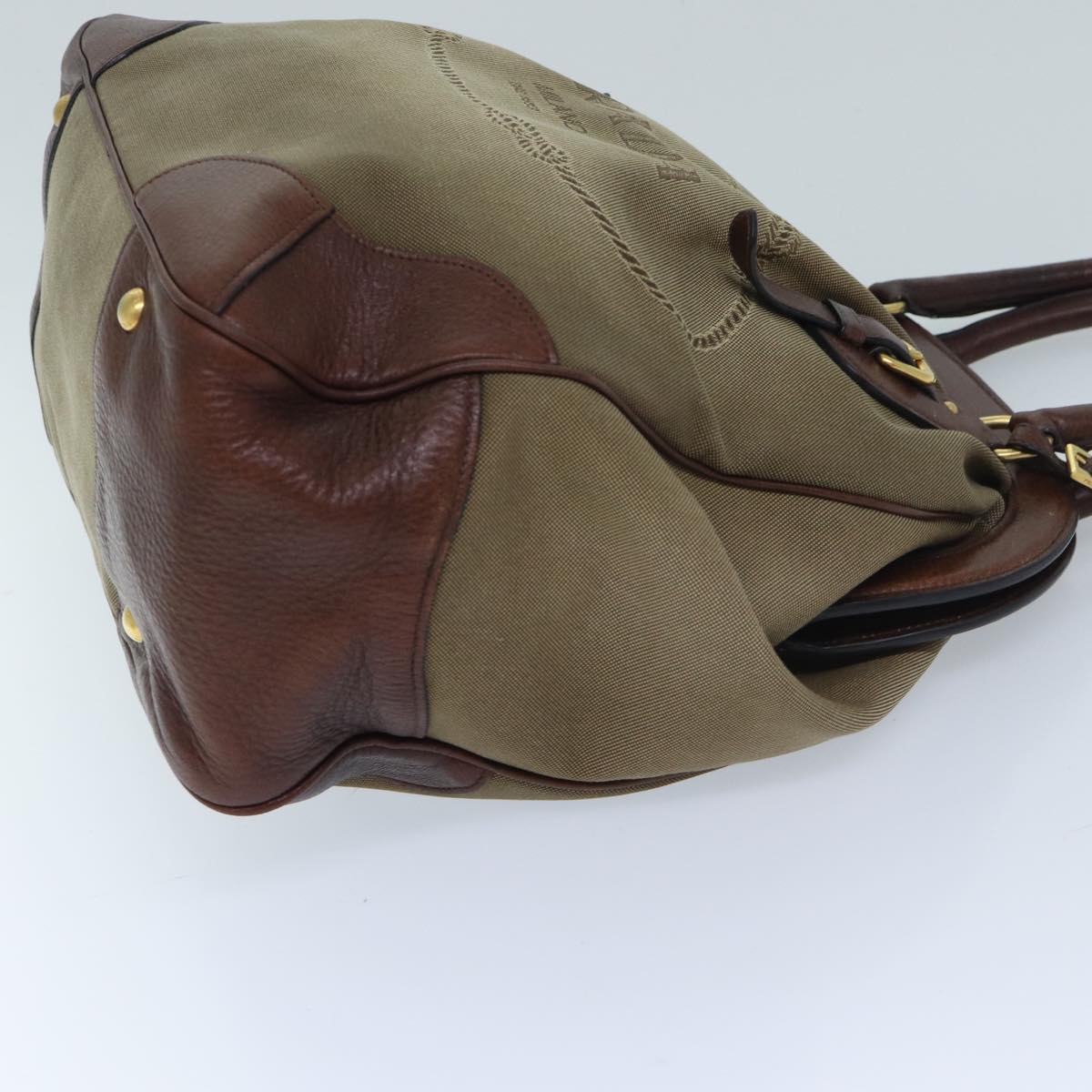 PRADA Hand Bag Canvas Beige bs13241