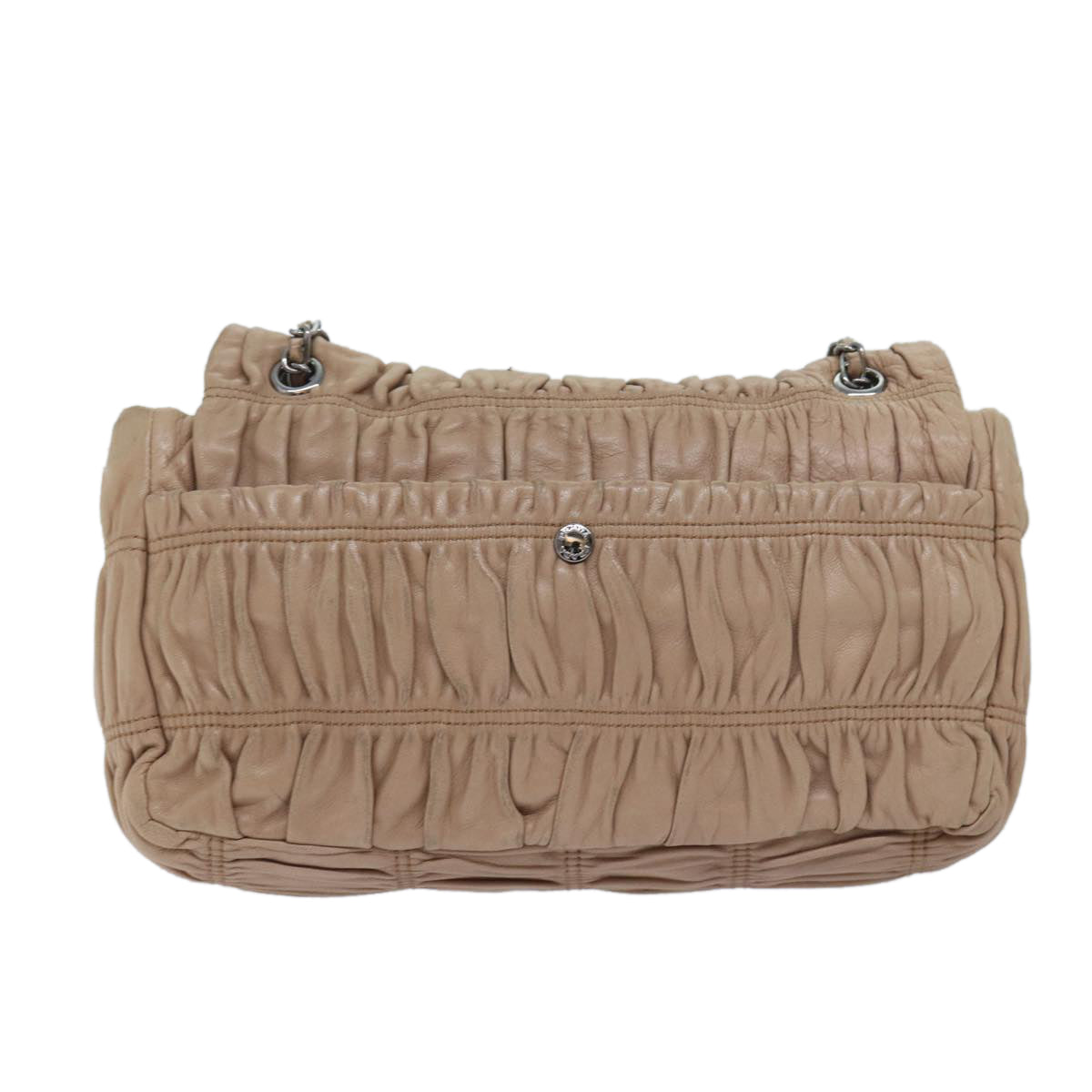 PRADA Chain Shoulder Bag Leather Beige bs13272