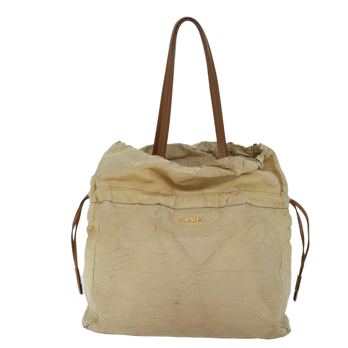 PRADA Shoulder Bag Leather Beige bs13274