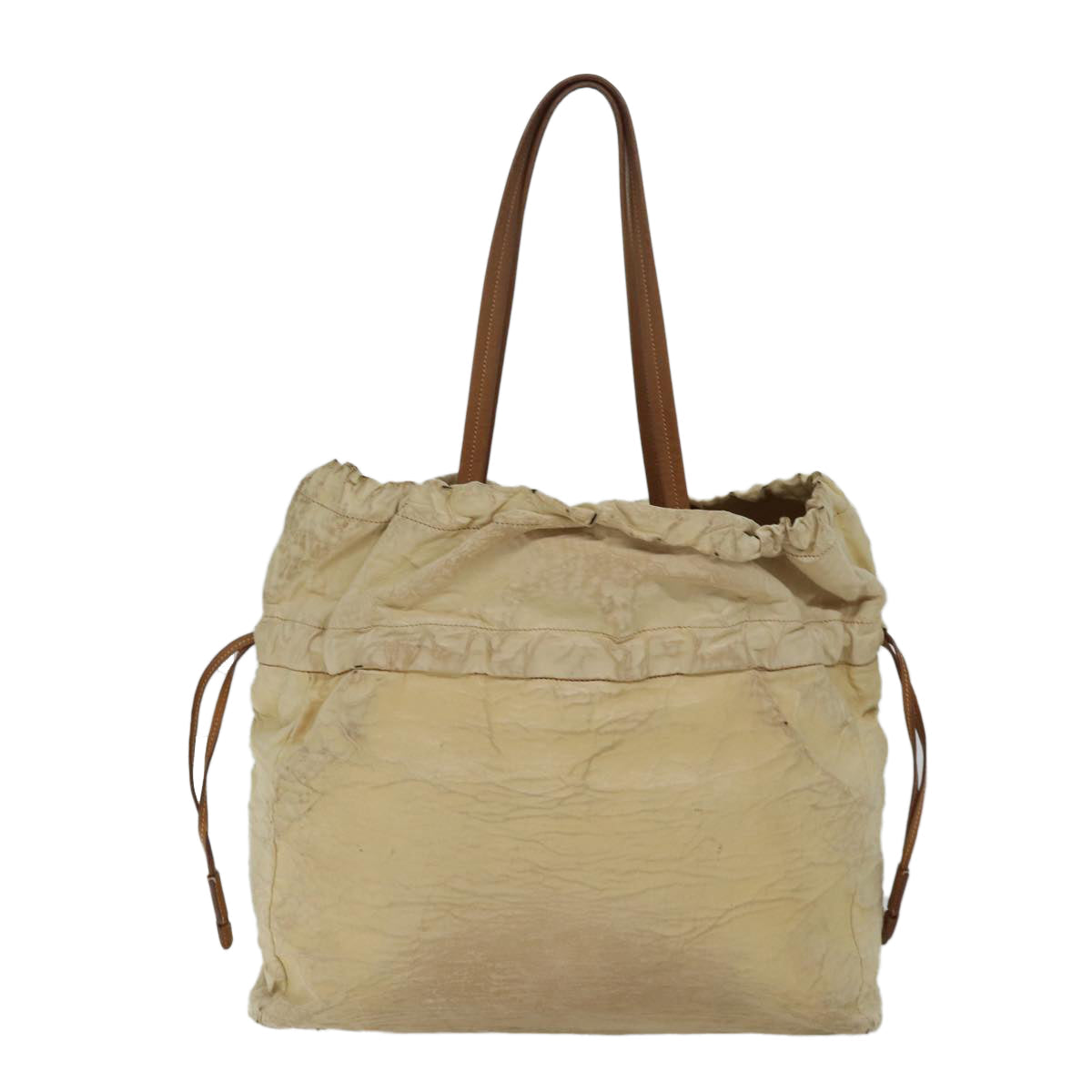 PRADA Shoulder Bag Leather Beige bs13274
