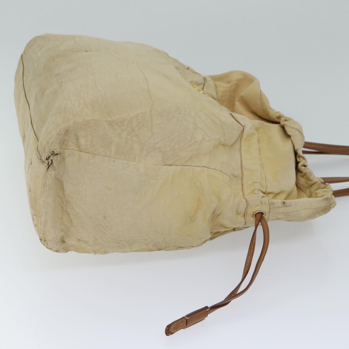 PRADA Shoulder Bag Leather Beige bs13274