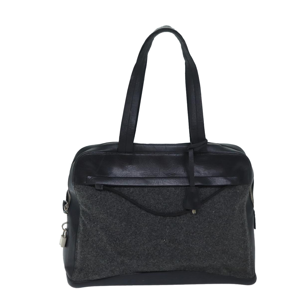 PRADA Hand Bag Wool Gray bs13323
