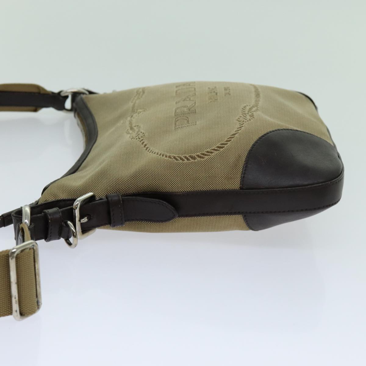 PRADA Shoulder Bag Canvas Beige bs13413
