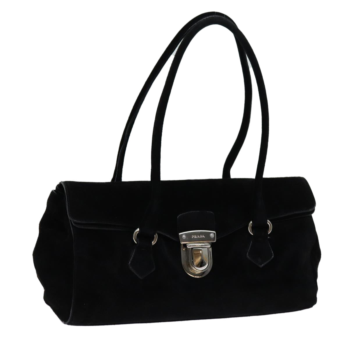 PRADA Shoulder Bag Suede Black bs13416