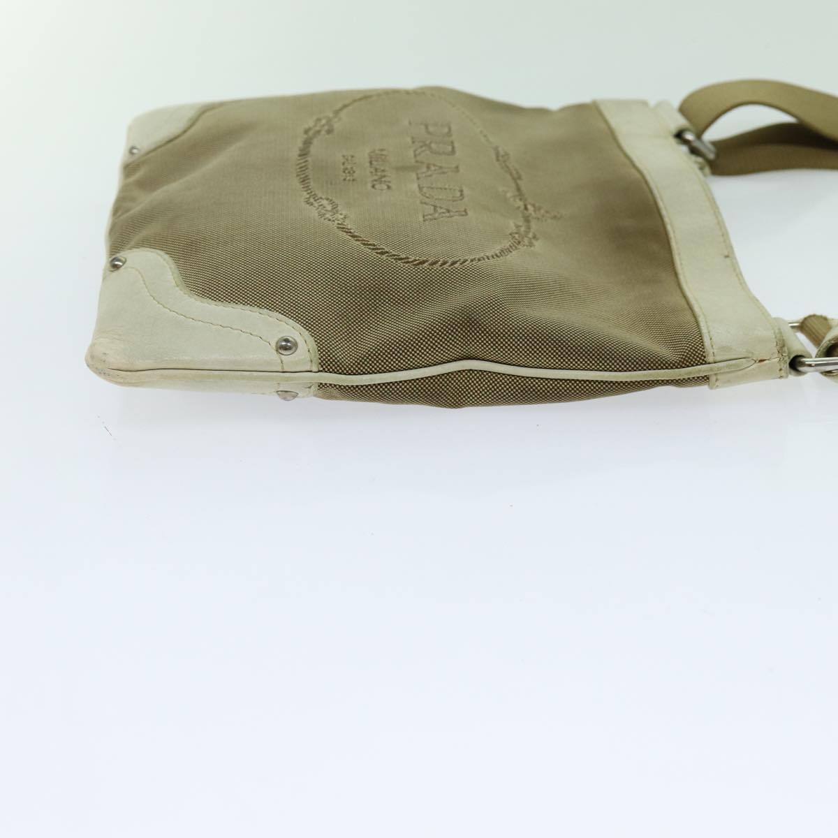 PRADA Shoulder Bag Canvas Beige bs13418