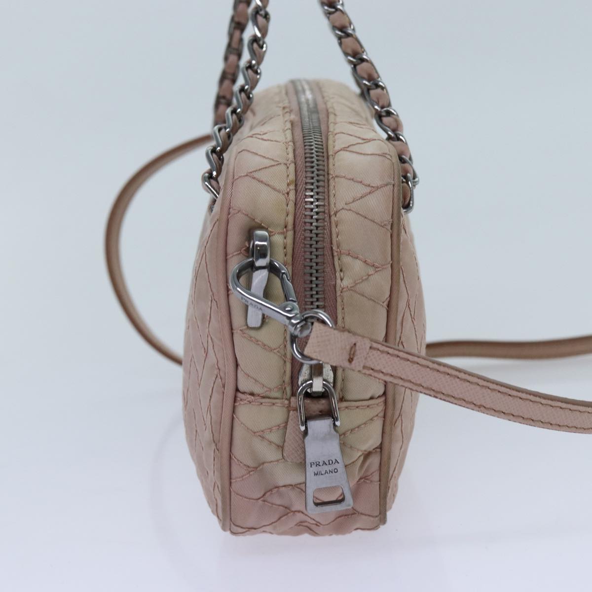 PRADA Quilted Hand Bag Nylon 2way Pink bs13603