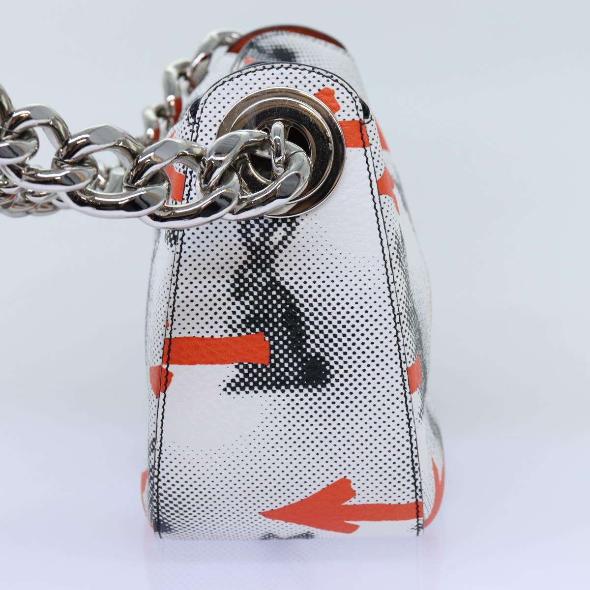 PRADA Chain Shoulder Bag Leather White bs13773