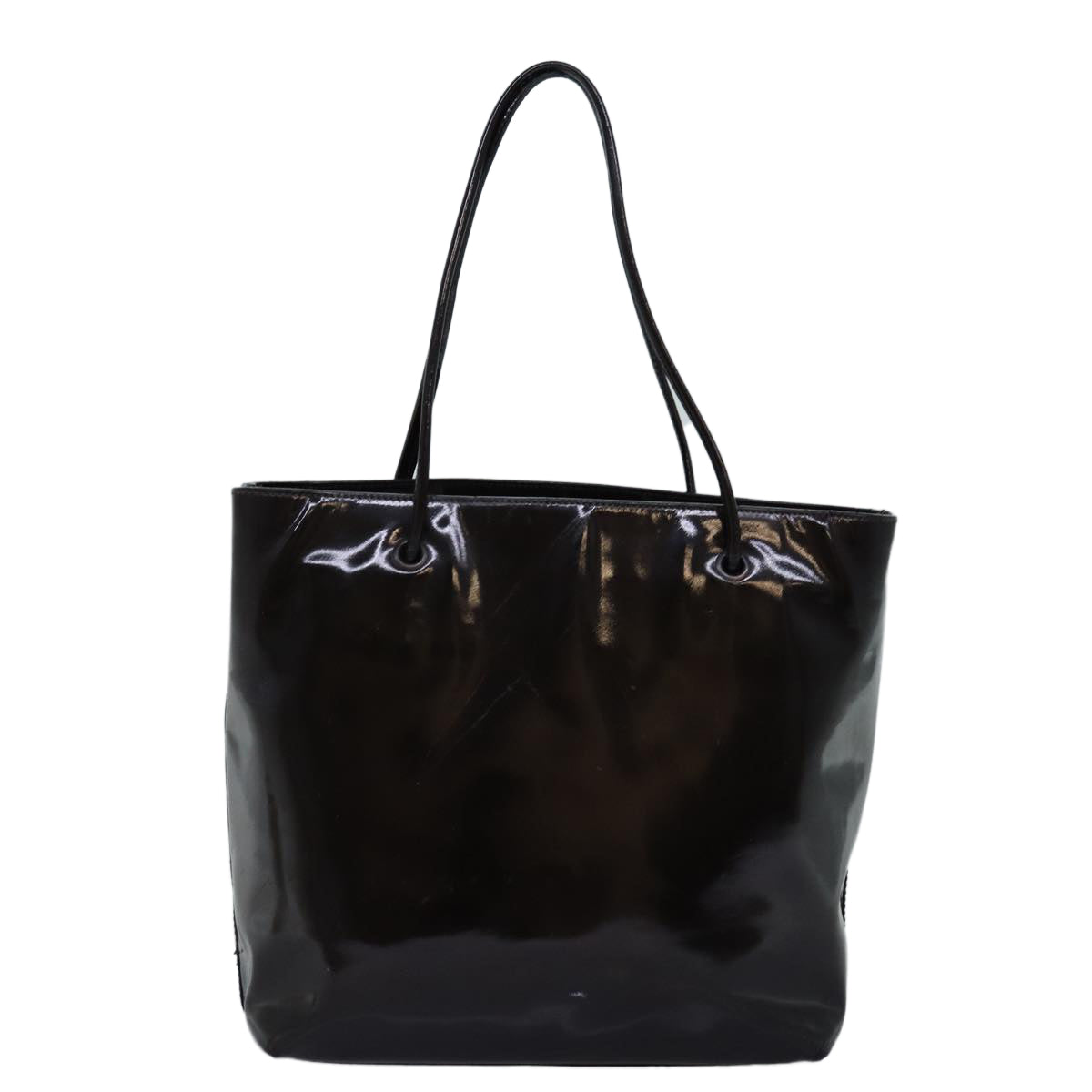 PRADA Hand Bag Enamel Brown bs14173