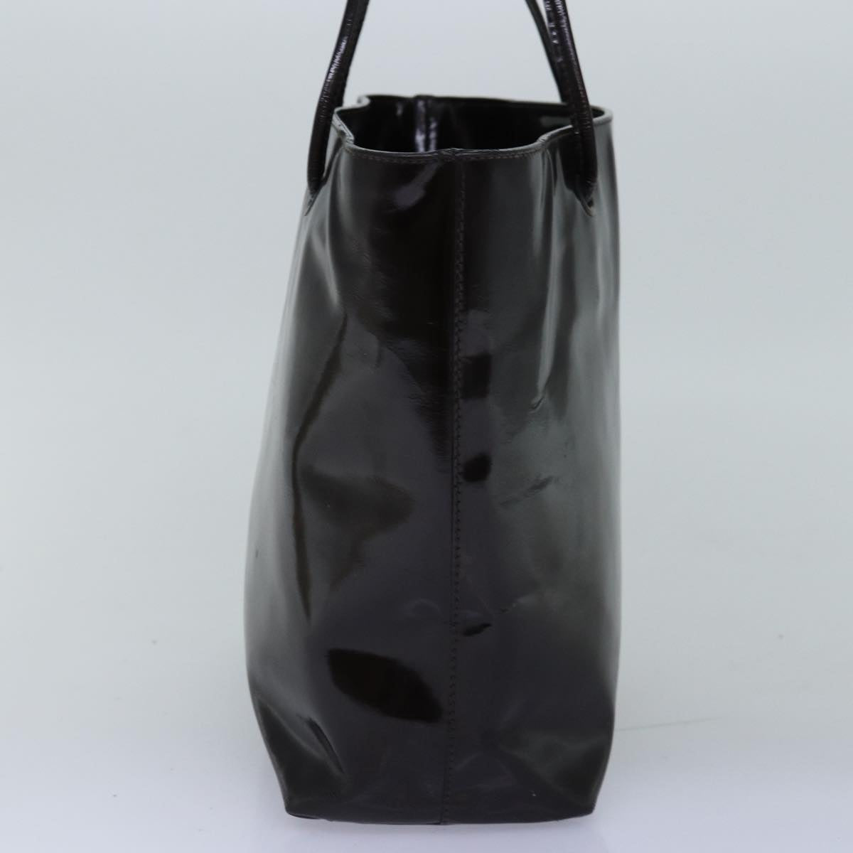 PRADA Hand Bag Enamel Brown bs14173