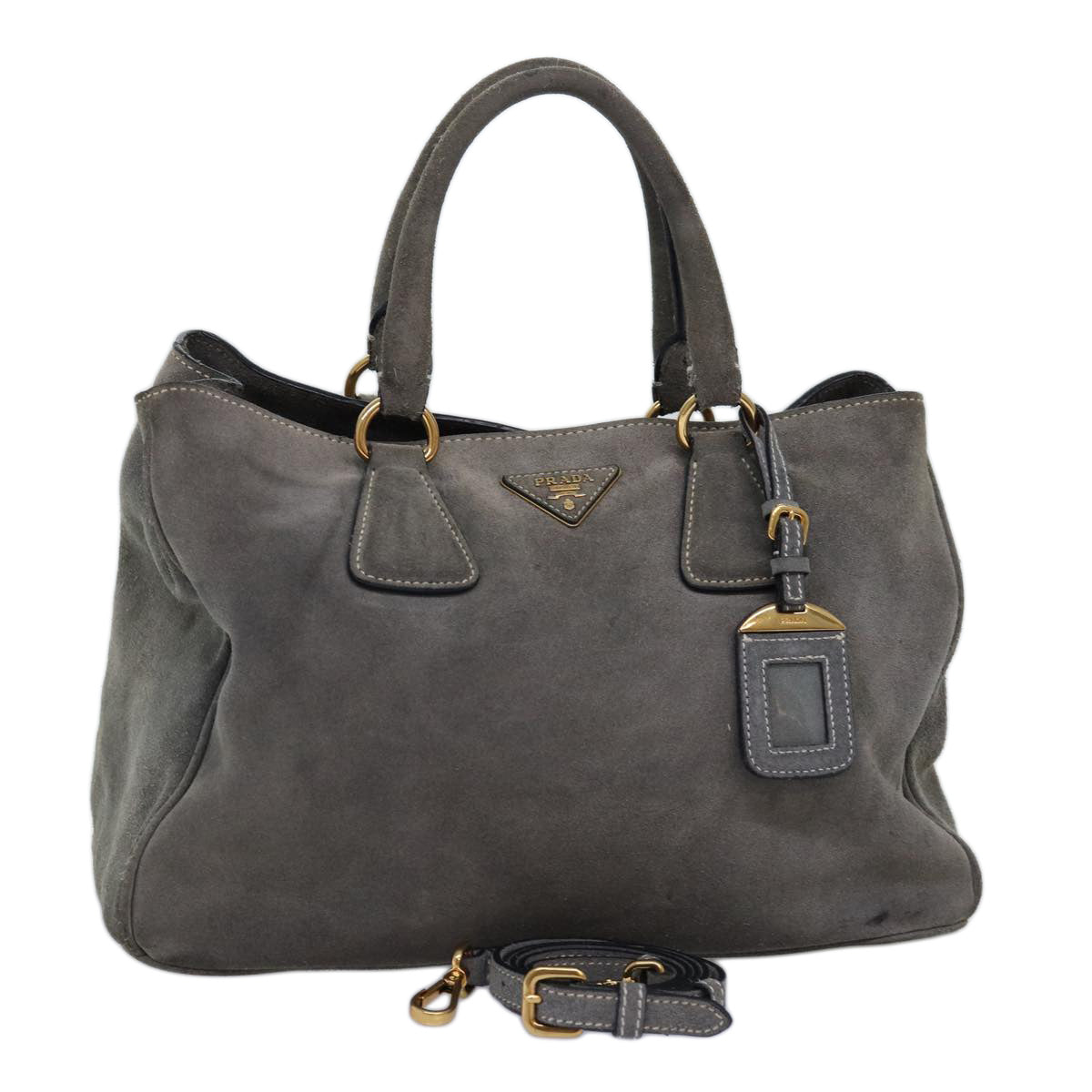 PRADA Hand Bag Suede 2way Gray bs14208