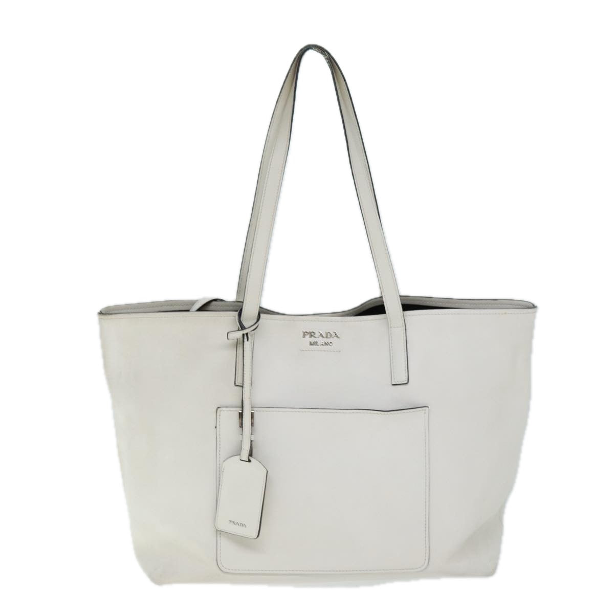 PRADA Tote Bag Leather White bs14221