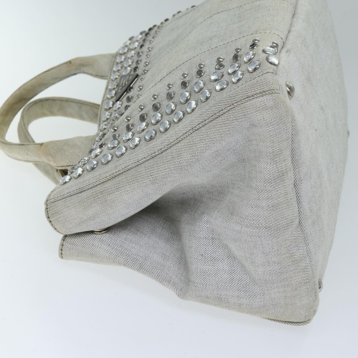 PRADA Bijoux Canapa MM Hand Bag Canvas 2way Gray bs14279