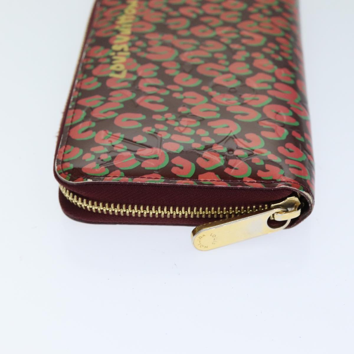 LOUIS VUITTON Vernis Leopard Zippy Wallet Long Wallet Pink M91477 bs14311