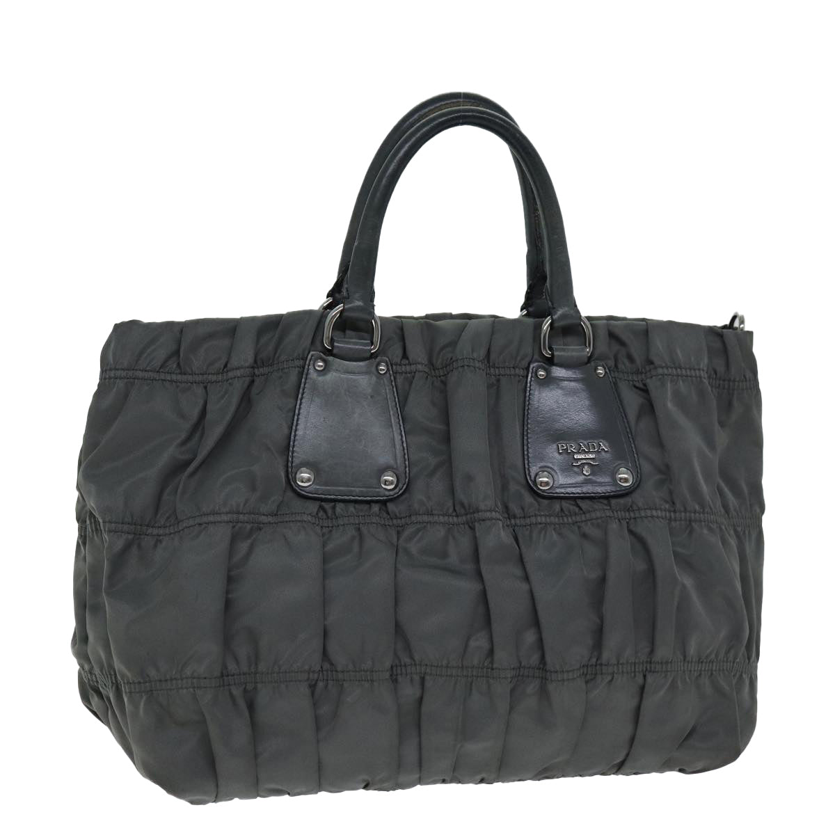 PRADA Hand Bag Nylon Gray bs14395