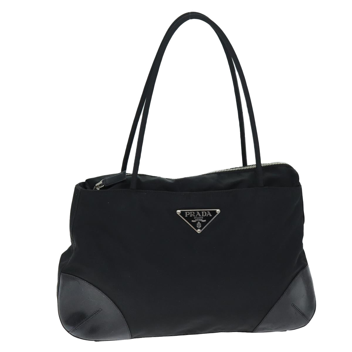 PRADA Hand Bag Nylon Leather Black bs14446