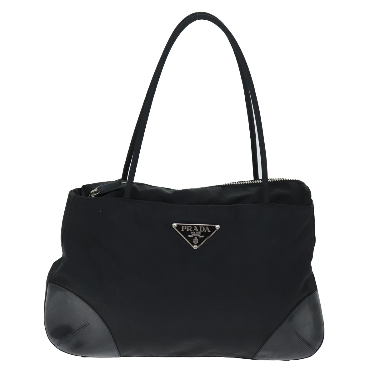 PRADA Hand Bag Nylon Leather Black bs14446