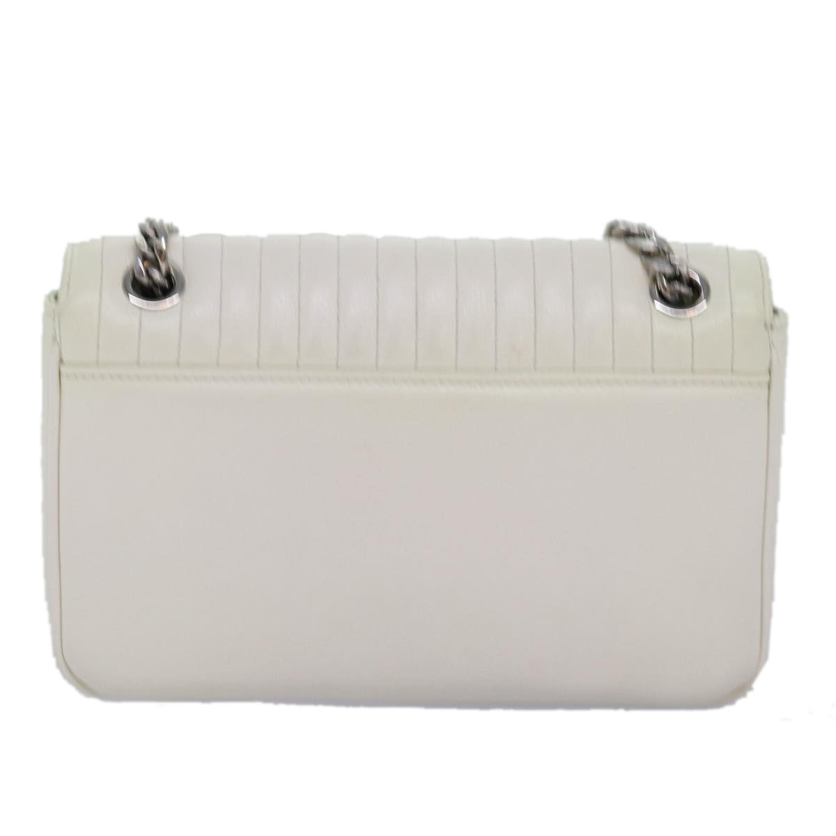 PRADA Chain Shoulder Bag Leather White bs14567