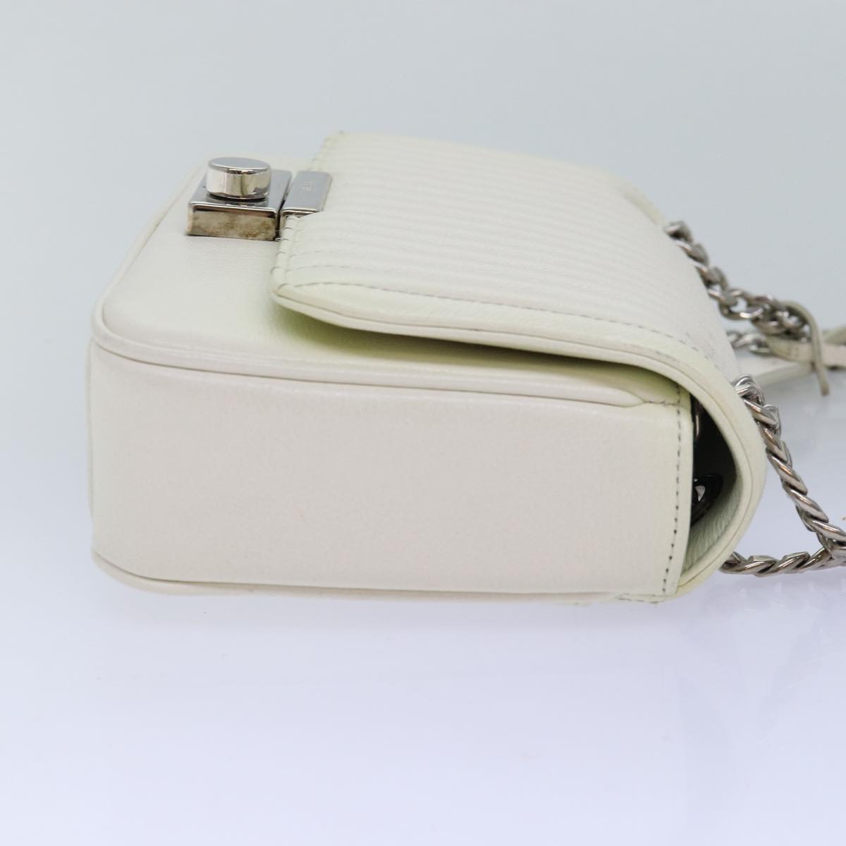 PRADA Chain Shoulder Bag Leather White bs14567