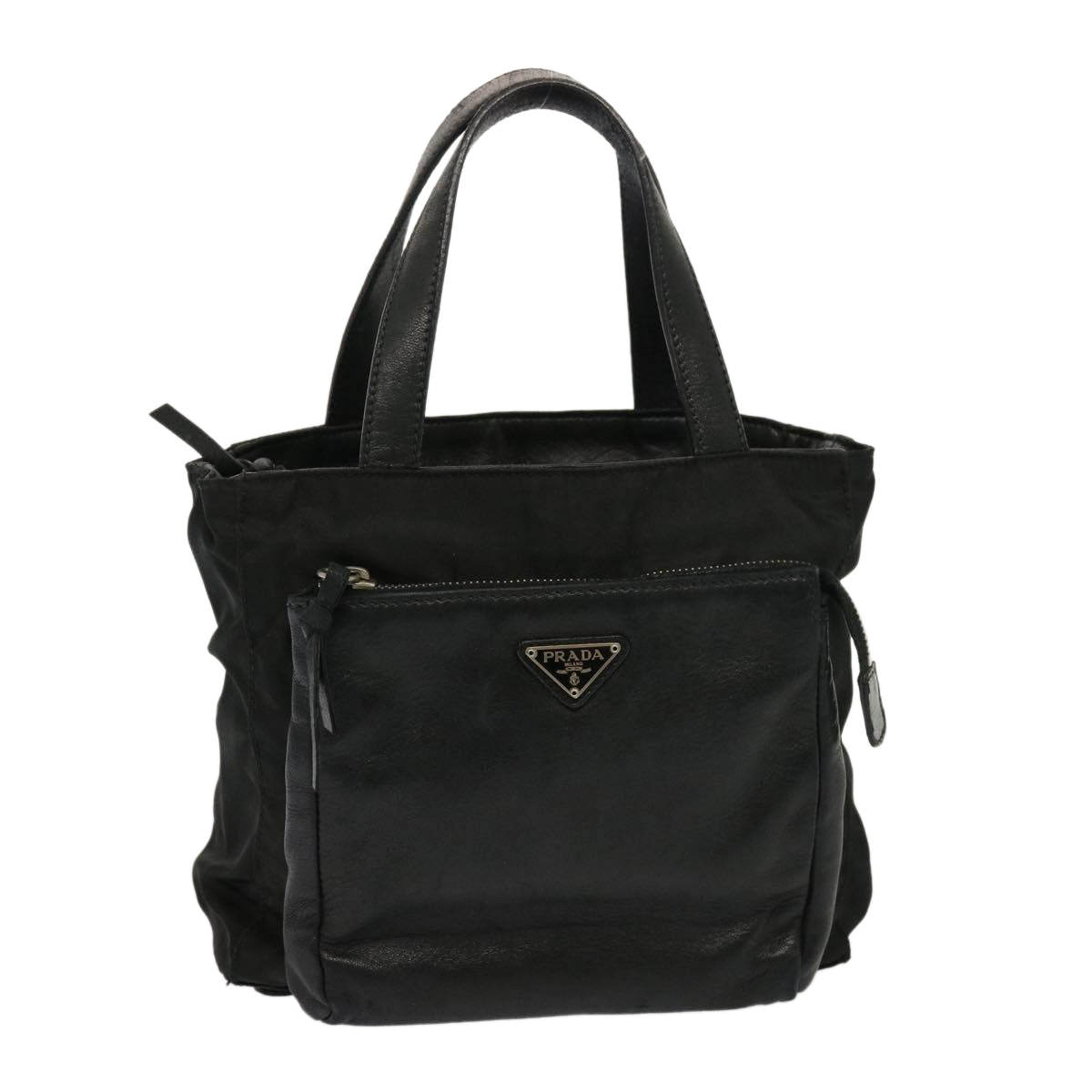 PRADA Hand Bag Nylon Leather Black bs14650