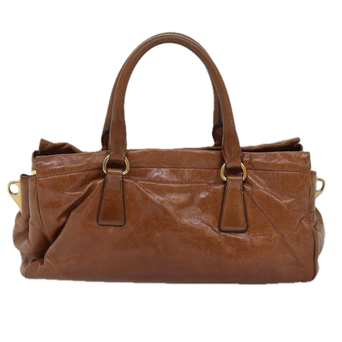 PRADA Hand Bag Leather 2way Brown bs14682