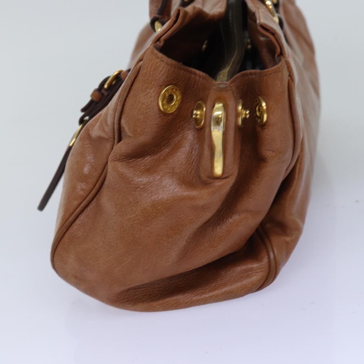 PRADA Hand Bag Leather 2way Brown bs14682