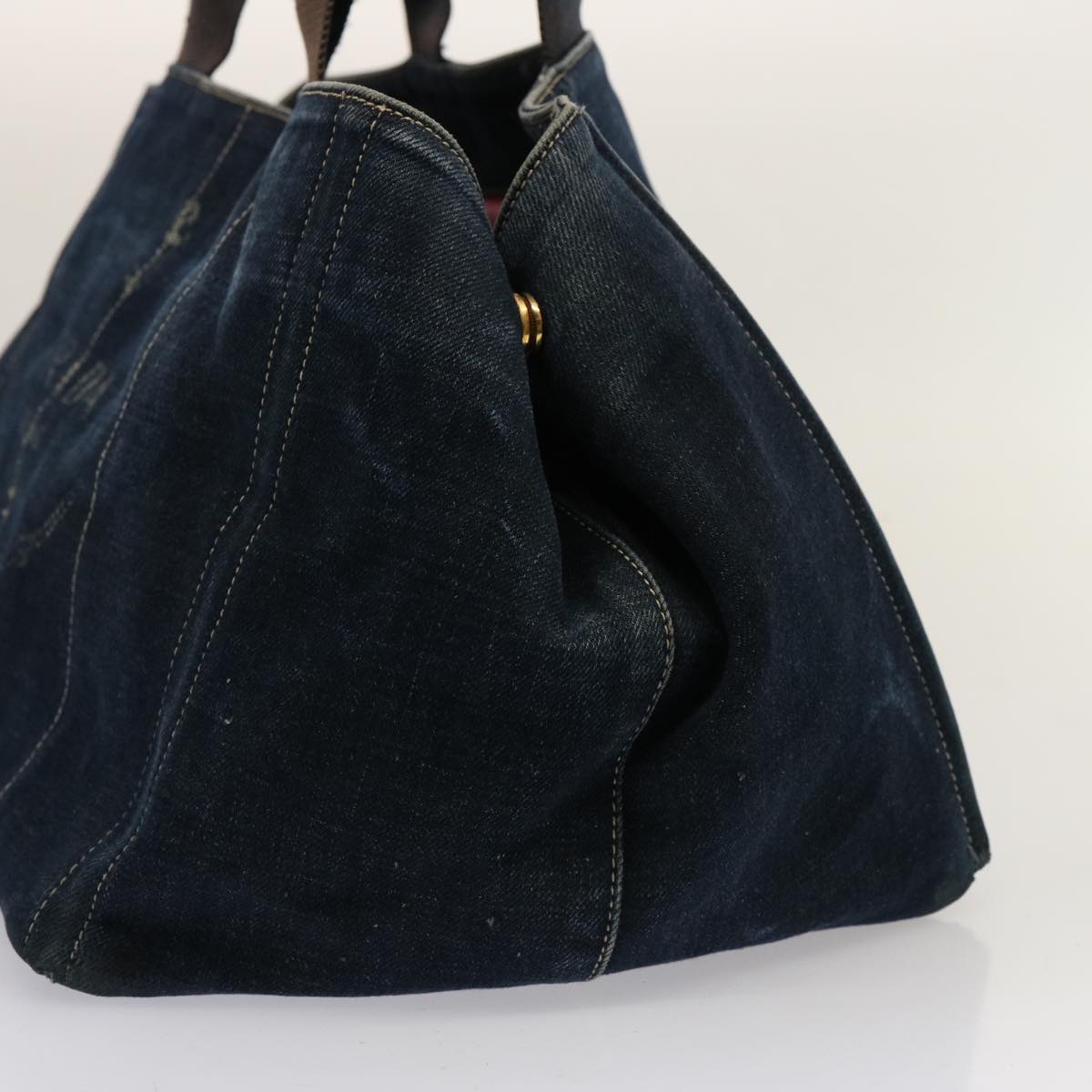 PRADA Canapa GM Hand Bag Denim Blue bs14686