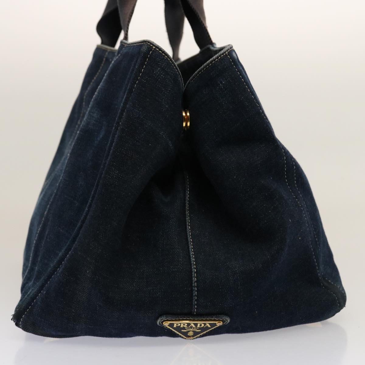 PRADA Canapa GM Hand Bag Denim Blue bs14686