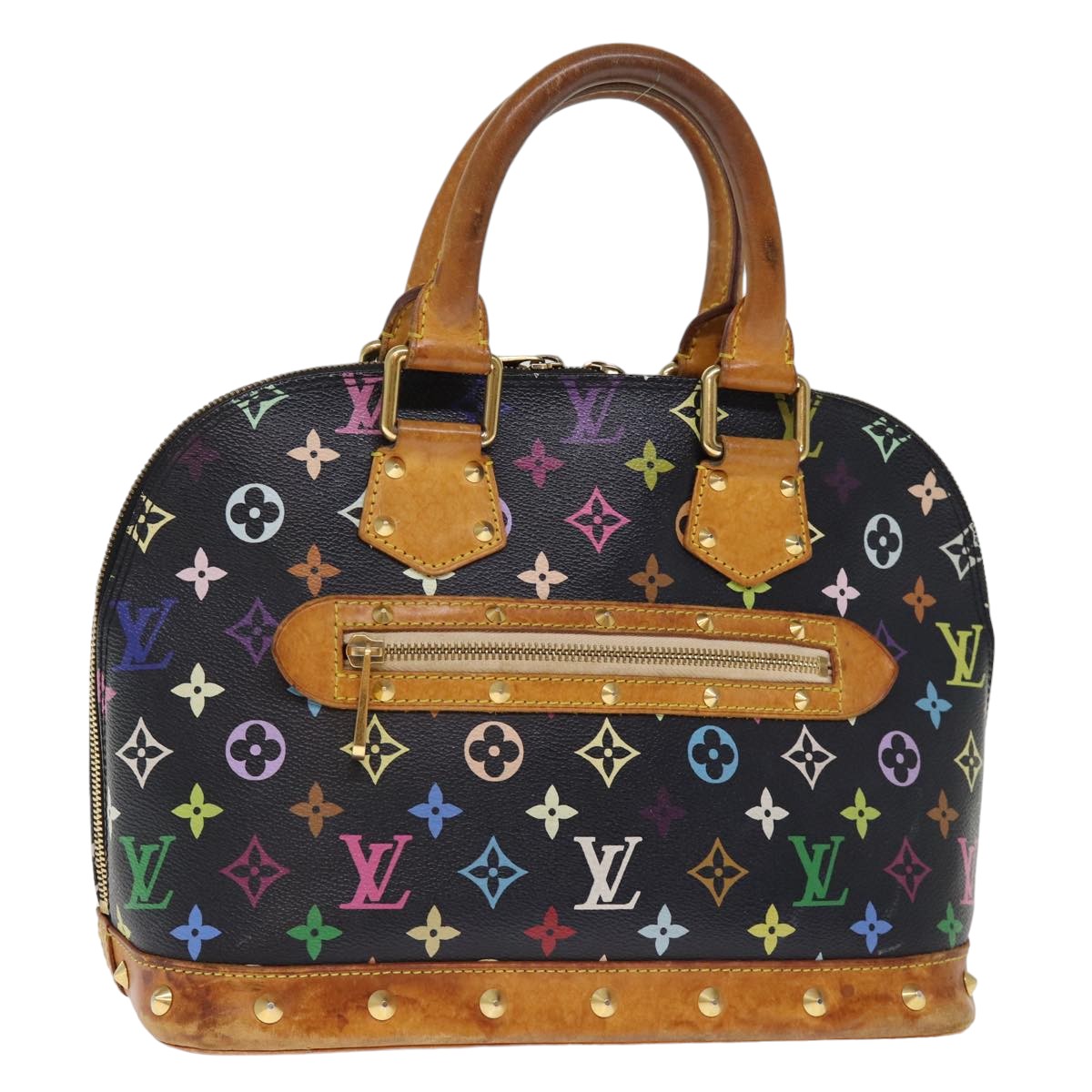 LOUIS VUITTON Monogram Multicolor Alma Hand Bag Black M92646 LV bs14820