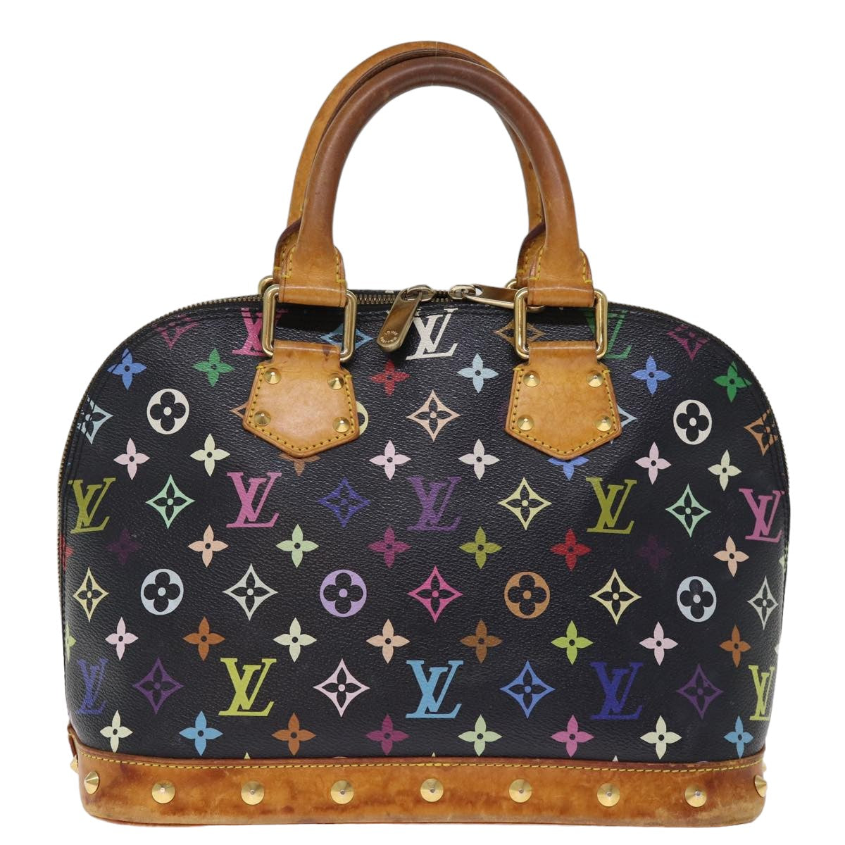 LOUIS VUITTON Monogram Multicolor Alma Hand Bag Black M92646 LV bs14820