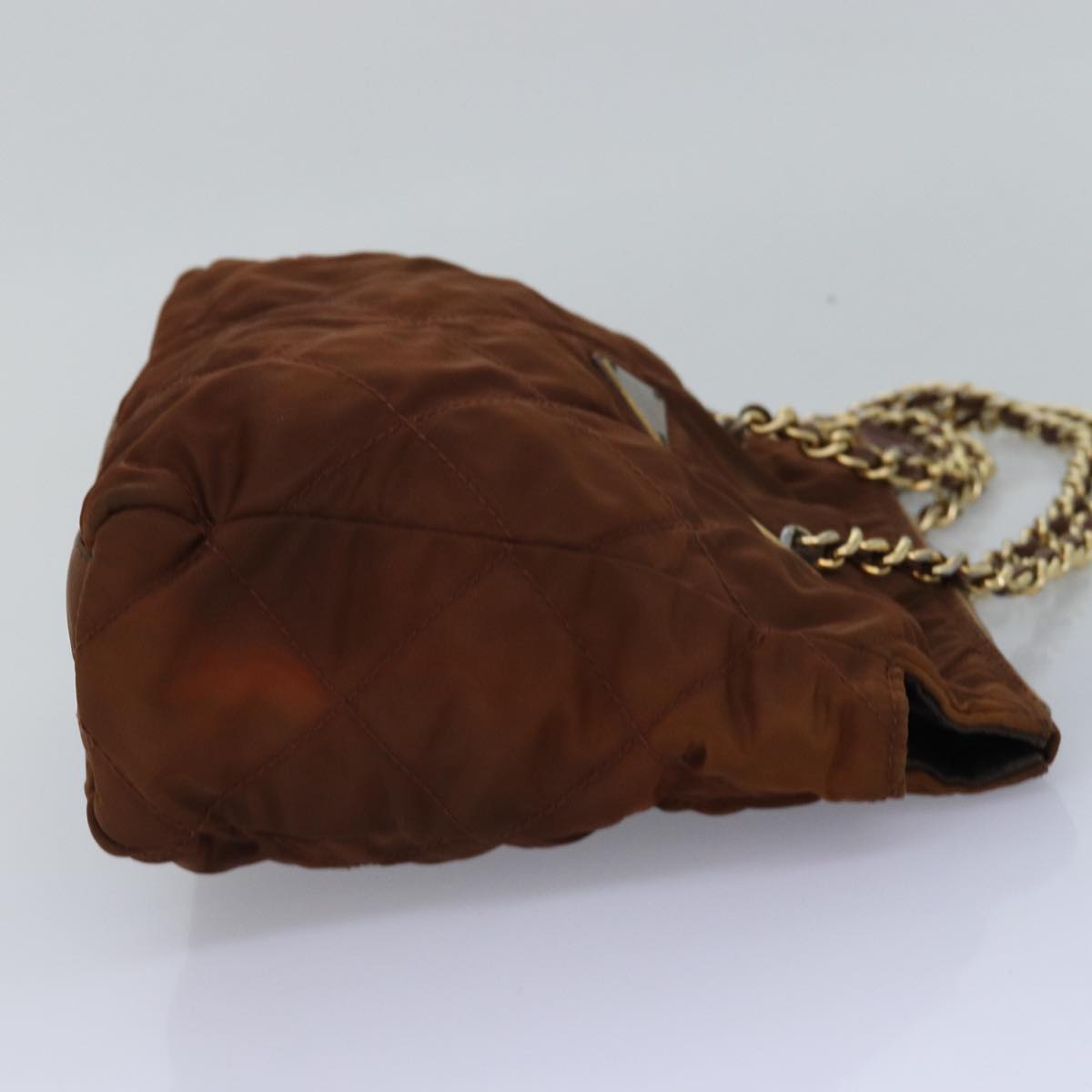 PRADA Chain Shoulder Bag Nylon Brown bs15070
