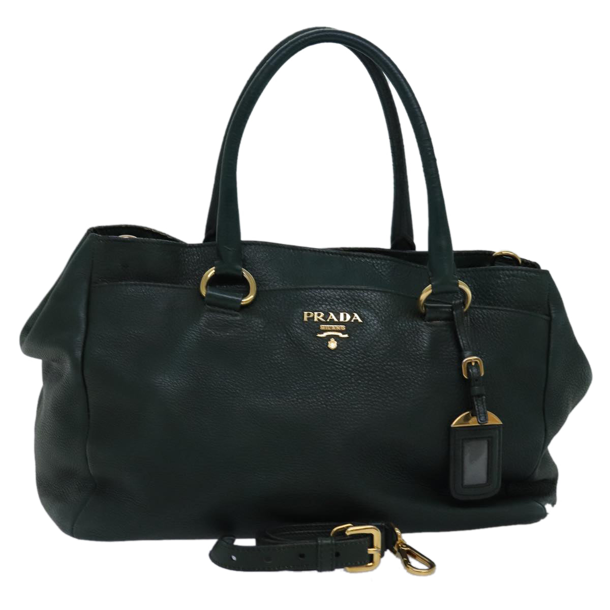 PRADA Tote Bag Leather 2way Khaki bs15124